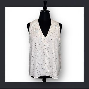VINCE CAMUTO V-Neck Ruffled Collar Georgette Blouse - XXL White